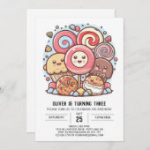 Rainbow Children's Lollipop Verjaardag Kaart (Voorkant / Achterkant)