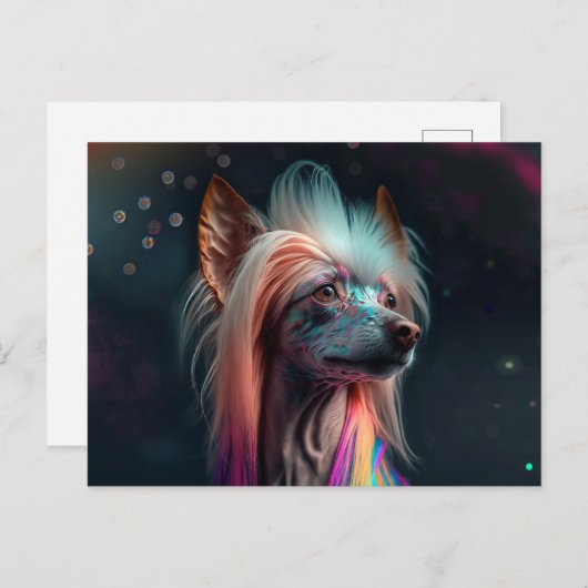 Rainbow Chinese Crested Dog Art Briefkaart (Voorkant / Achterkant)