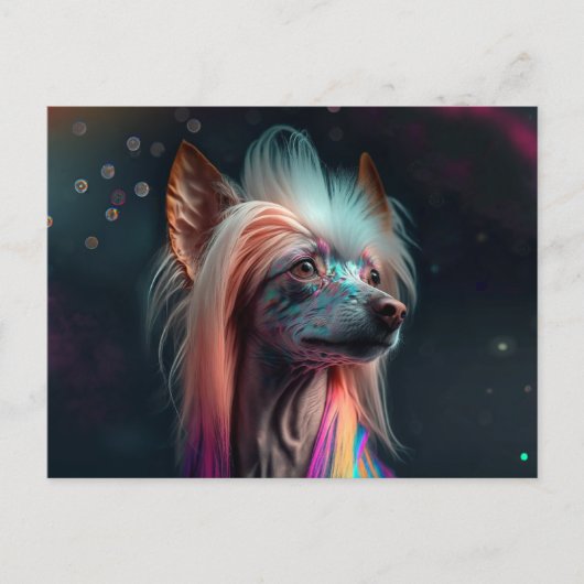 Rainbow Chinese Crested Dog Art Briefkaart (Voorkant)