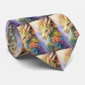 Rainbow Chinese Dragon Pattern Stropdas (Opgerold)