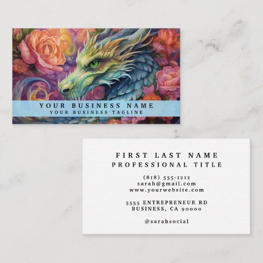 Rainbow Chinese Dragon Visitekaartje (Voorkant / Achterkant)