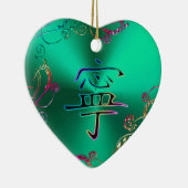 Rainbow Chinese Peace Heart-kerstversiering Keramisch Ornament (Rechts)
