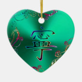 Rainbow Chinese Peace Heart-kerstversiering Keramisch Ornament (Voorkant)