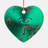 Rainbow Chinese Peace Heart-kerstversiering Keramisch Ornament (Achterkant)