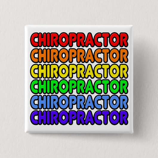Rainbow Chiropractor Vierkante Button 5,1 Cm (Voorkant)