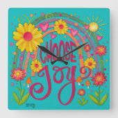 Rainbow Choose Joy Schattigee trendy Blauwgroen in Vierkante Klok (Voorkant)