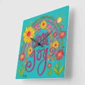 Rainbow Choose Joy Schattigee trendy Blauwgroen in Vierkante Klok (Hoek)