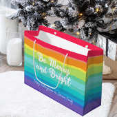 Rainbow Christmas Be Merry en Bright Custom Party Groot Cadeauzakje