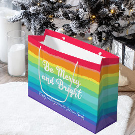 Rainbow Christmas Be Merry en Bright Custom Party Groot Cadeauzakje