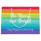 Rainbow Christmas Be Merry en Bright Custom Party Groot Cadeauzakje (Voorkant)