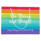 Rainbow Christmas Be Merry en Bright Custom Party Groot Cadeauzakje (Achterkant)