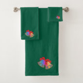 Rainbow Christmas Bells Green Bad Handdoek (Insitu)