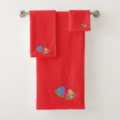 Rainbow Christmas Bells Red Bad Handdoek (Insitu)