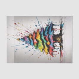 Rainbow Christmas Tree Oil Splash Decoupage Papier