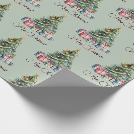 Rainbow Christmas Tree Waterverf Kunst Cadeaupapier (Hoek)