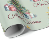 Rainbow Christmas Tree Waterverf Kunst Cadeaupapier (Rol Hoek)