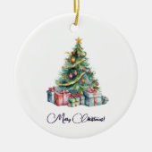 Rainbow Christmas Tree Waterverf Kunst Keramisch Ornament (Voorkant)