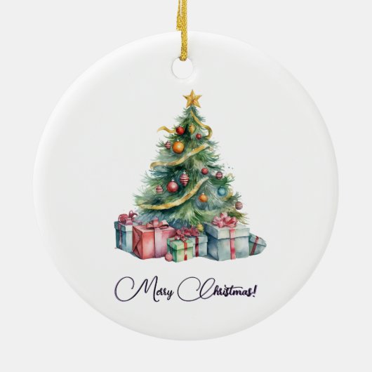 Rainbow Christmas Tree Waterverf Kunst Keramisch Ornament (Achterkant)