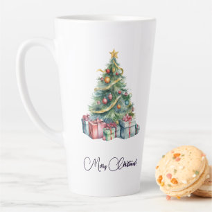 Rainbow Christmas Tree Waterverf Kunst Latte Mok