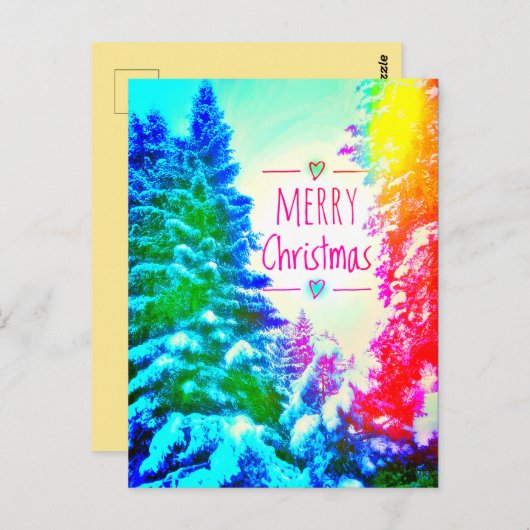 RAINBOW CHRISTMAS TREES BRIEFKAART (Voorkant / Achterkant)