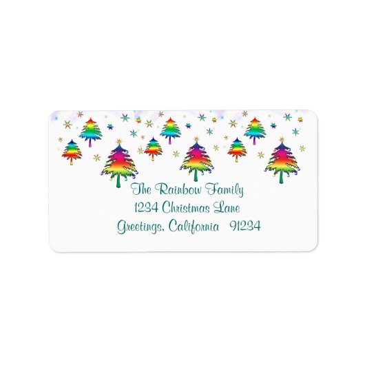 Rainbow Christmas Trees Label (Voorkant)