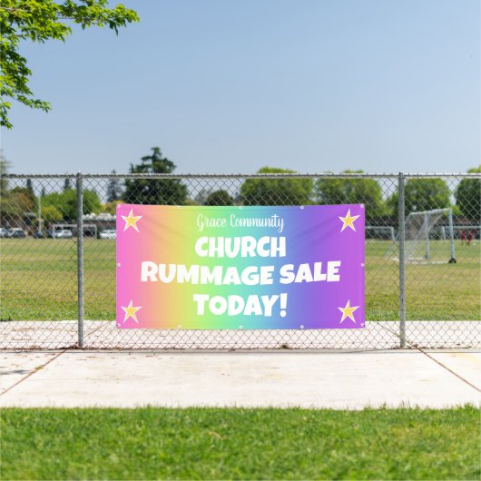 Rainbow Church Rummage Sale Banner (Insitu)