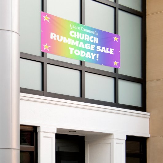 Rainbow Church Rummage Sale Banner (Buitenkant Gebouw)