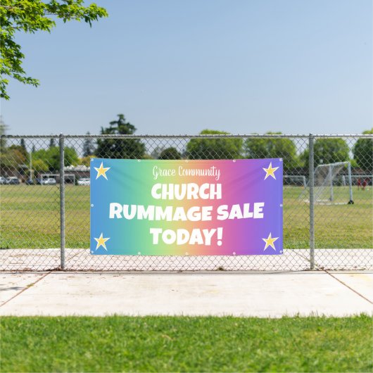 Rainbow Church Rummage Sale Banner (Insitu)