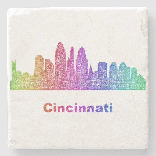 Rainbow Cincinnati skyline Stenen Onderzetter (Voorkant)