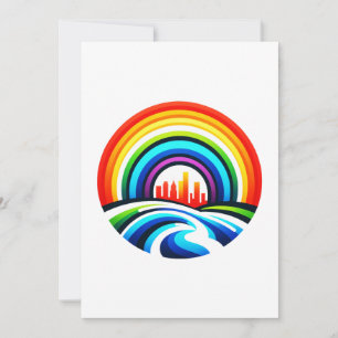 Rainbow City Skyline Stedelijke Diversiteit & Hoop Feestdagenkaart