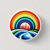 Rainbow City Skyline Stedelijke Diversiteit & Hoop Ronde Button 3,2 Cm (Voorkant)