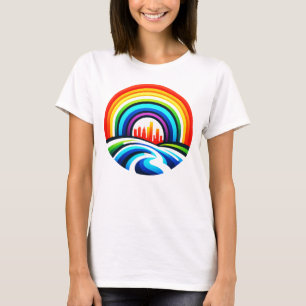 Rainbow City Skyline Stedelijke Diversiteit & Hoop T-shirt