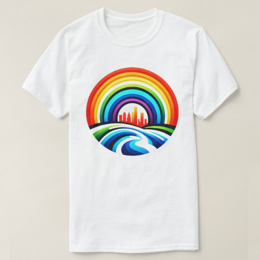 Rainbow City Skyline Stedelijke Diversiteit & Hoop T-shirt (Design voorkant)