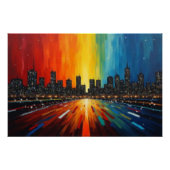 Rainbow CityScape Wall Art - Modern Skyline Poster (Voorkant)