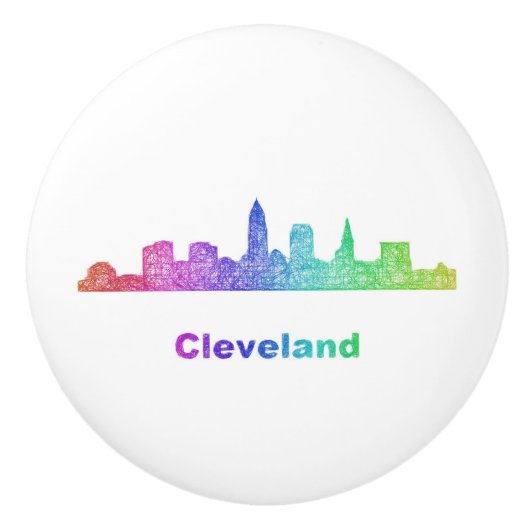 Rainbow Cleveland skyline Keramische Knop (Voorkant)