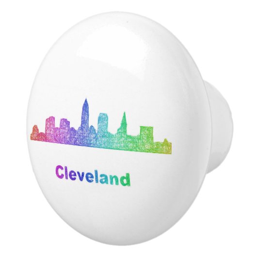 Rainbow Cleveland skyline Keramische Knop (Rechts)