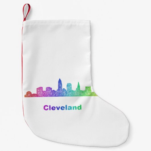 Rainbow Cleveland skyline Kleine Kerstsok (Voorkant)