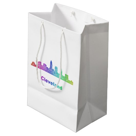 Rainbow Cleveland skyline Medium Cadeauzakje (Achterkant Gekanteld)