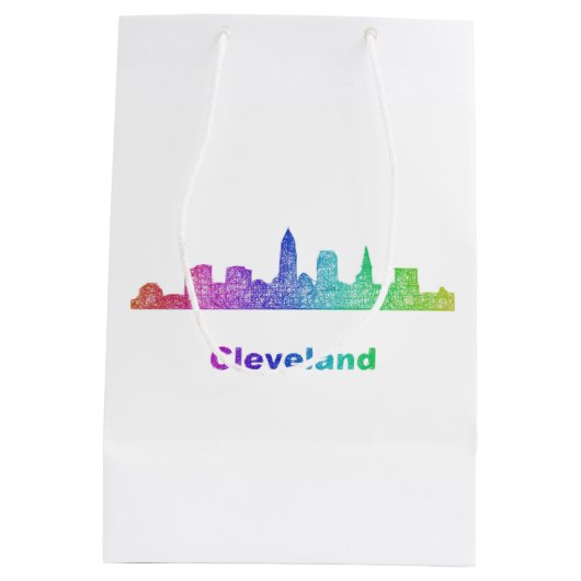 Rainbow Cleveland skyline Medium Cadeauzakje (Achterkant)