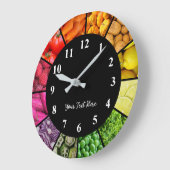 Rainbow Clock - kleurrijke groenten en fruit Grote Klok (Hoek)