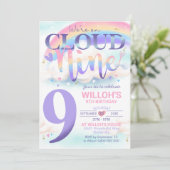 Rainbow Cloud 9 Uitnodiging Waterverf (Staand voorkant)