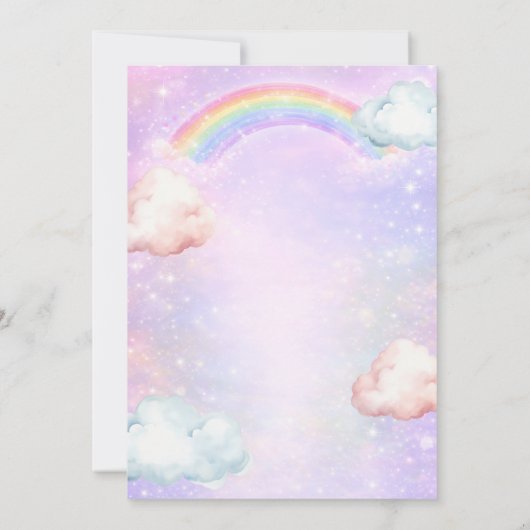 Rainbow Cloud Blush Gender Reveal Glitter Kaart (Achterkant)