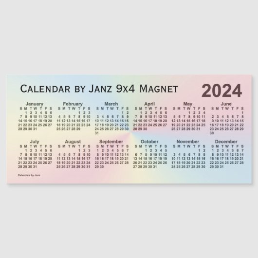 Rainbow Cloud Calendar 2024, gemaakt door Janz 9x4 (Voorkant)