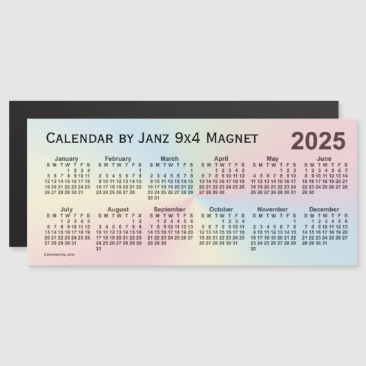 Rainbow Cloud Calendar 2025, gemaakt door Janz 9x4 (Voorkant / Achterkant)