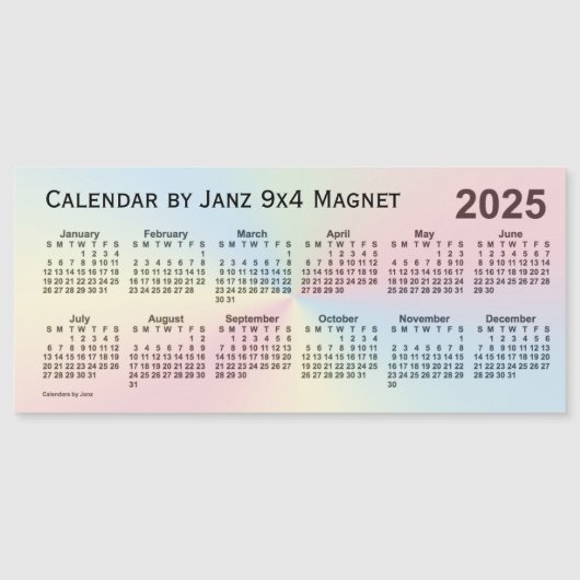Rainbow Cloud Calendar 2025, gemaakt door Janz 9x4 (Voorkant)