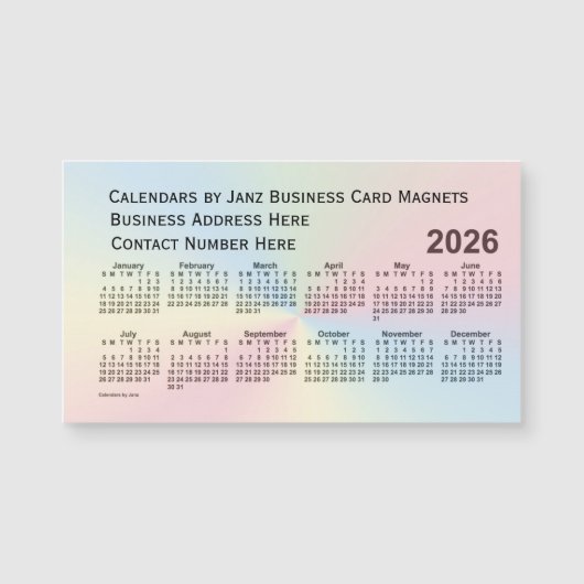 Rainbow Cloud Calendar 2026 van Janz Magnet (Voorkant)
