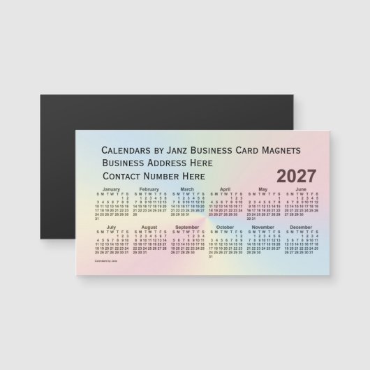 Rainbow Cloud Calendar 2027 van Janz Magnet (Voorkant / Achterkant)
