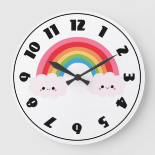 Rainbow Cloud Clock Grote Klok