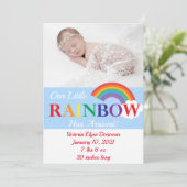 Rainbow Cloud Cutie Enkele Foto Geboorte Aankondiging (Staand voorkant)