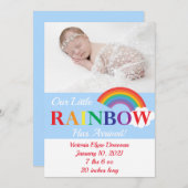 Rainbow Cloud Cutie Enkele Foto Geboorte Aankondiging (Voorkant / Achterkant)